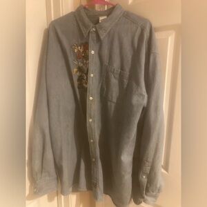 Mens Warner Brothers Looney Tunes Size XXL Embroidered Chambray Shirt Great cond